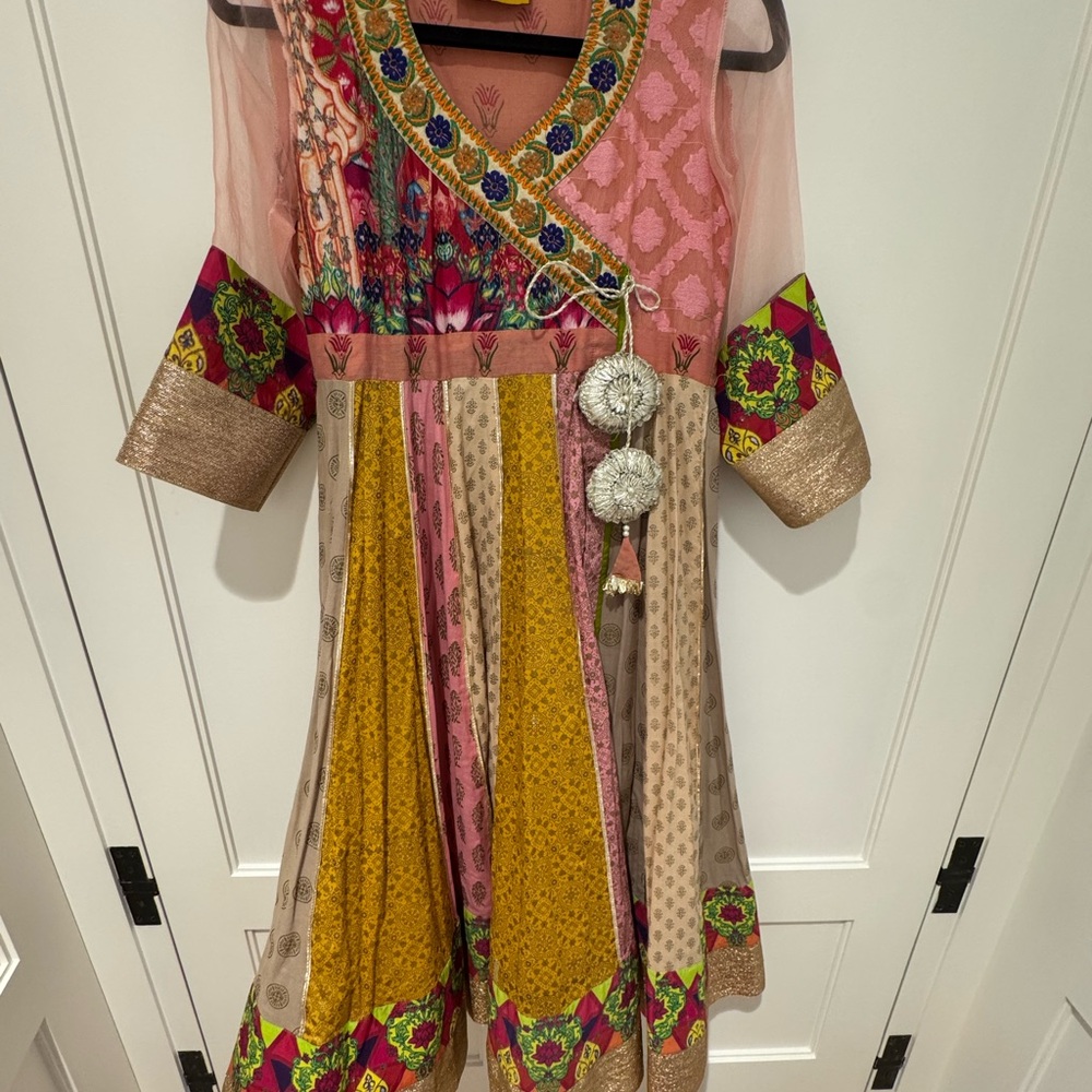 Multicolor Anarkali with Gotta Patti Work and Organza Dupatta - Picture 3 of 6